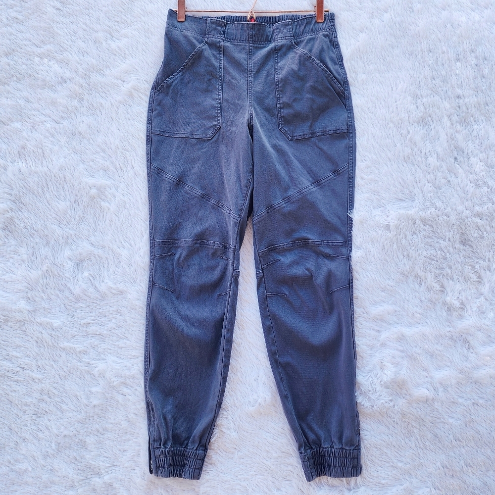 Spanx Stretch Twill Tummy Shaping High Rise‎ Cargo Ankle Zip Grey Jogger Pants